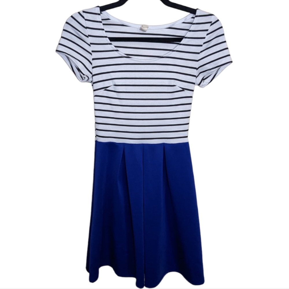 MaRu Women's S Striped Navy Blue Casual Dress ⚓💙